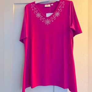 Hot Pink Top by Quacker Factory Size M